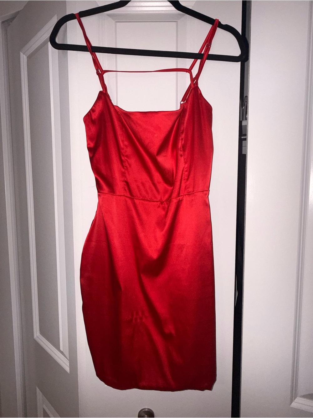 Oh Polly Red Satin Cowl-Neck Mini Dress